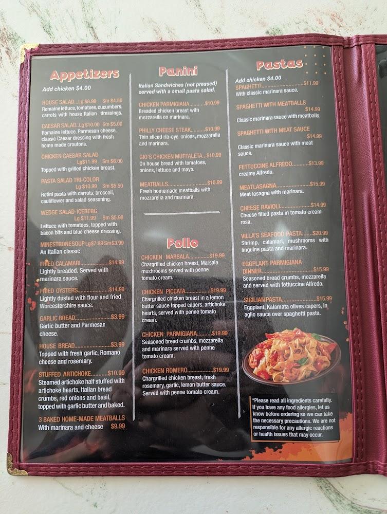 Villa Neri Pizzeria Menu image 1